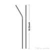 10st 10.5inch 267mm 304 Rostfritt stål Metall Drinking Straw Rak / Bent Återanvändbar Bar Tillbehör Party Drinks Straws