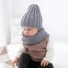 New Autumn Winter Baby Kids Knitted Hat Neck Warmer Set Children Knitwear Beanie Skull Cap Neckerchief 15167