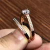 Whole- Luxury Female White Bridal Wedding Ring Set Fashion 925 Silver Filled Jewelry Promise CZ Stone Engagement Rings For Wom289G