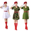 Spring Summer Women Military Clothing Camouflage Suits Woman Soldiers Dancing Dress Square Dance Performance Costume Blue Green Red