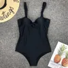 Costume da bagno nero all'occhiello 2019 costumi da bagno regolabili donna Fasciatura sexy costumi da bagno estivi Micro bikini perizoma vestito a due pezziSexy One Piece