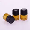 1ml 2 ml Amber Glas Essentiële Olieples Parfum Voorbeeldbuizenfles met Plug en Cap JXW543