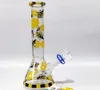 Colorful Bee Tall Glass Bongs Beaker Base Hookahs Bong Water Pipes Downstem Perc Bubbler With 18mm Bowl