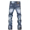 Pantaloni lunghi da uomo in denim lavato con fori strappati e jeans strappati da uomo. Pantaloni lunghi da uomo