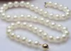 Cadeau noble pour femme 17 pouces véritable grand broche en or 9-10mm collier de perles de culture blanche style noble naturel