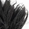 Brasileño Natural Negro Rizado 4C 120g Cola de caballo Cutícula Alineada Banda elástica Cordón Cola de caballo Extensión del cabello humano virgen