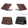 Peau en cuir PU + housse en plastique coque de protection pour Macbook Air Pro Retina 11 12 13 15 pouces étuis de protection grain de bois