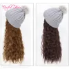 Wigs Hat cap winter animal Knitted wool hat HAIR WIG WINTER WARM ALLonepiece Curly wig blonde African Bundles long curly hair 24INCH