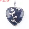 WOJIAER amour coeur pierres précieuses pendentif à breloque Style bohème femmes bijoux Turquoise naturelle Lapis Lazuli cristal pierre BN316