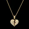 Collier pendentif coeur brisé pour hommes et femmes, nouvelle mode Hip Hop, bijoux en or, colliers Hiphop