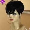 Rihanna Style Short Bob Pixie Cut Paryk för Svarta Kvinnor Pre Plocked Remy Brazilian Glueless Lace Front Human Hair Wigs