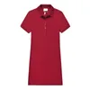 Marca de moda Crocodile Mujeres Vestido de polo Légolo informal Logo Bordado Summer Summer Vestidos elegantes Vestidos de mujer roja sólida