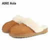 Dames Australië Winter Indoor Slippers 100% Lederen Warm Home Schoenen Pantoffels Dames Unisex Katoen Slippers EUR 34-45 CJ191212