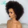 Short Mongolian Afro Kinky Curly Wig Pre Plucked Lace Frontal simulation Human Hair Wigs For Women Black synthetic Lace Wig