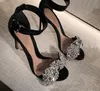 Vendita calda- Diamanti Donna Scarpe col tacco alto Donna Strass Scarpe col tacco Fiocco Nastro Nastro di raso Sandali sexy Scarpe da banchetto Sandalo