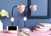 grey-white pink blue led light source flower shape led lights touch work study table lamp with three level dimming