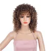 Afro kinky krullend pruiken voor zwarte vrouwen hoge temperatuur vezel gemengd bruin en blond kleur synthetisch kort haar