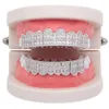 Hip hop grillz for men women diamonds dental grills 18k gold plated fashion cool rappers gold silver crystal teeth jewelry3043566