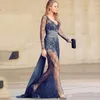 Gossip Girl Blake Lively mode Zuhair Murad gris manches longues robes de bal pleine dentelle perlée robes de soirée robes de célébrité1262069