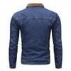 Herenjack fleece heren denim jas trendy winter warme heren uit het versleten mode jean jassen mannelijke cowboy casual kleren