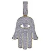 collana pendente Hamsa ghiacciata per uomo designer di lusso mens bling diamante mano di ciondoli Fatima hip hop placcato oro 18k fortunato j235U