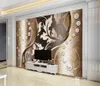 Väggmålningar Bakgrund European Golden Lace Smycken Blomma TV Bakgrund Vägg HD Digital Utskrift Fukt Väggpapper