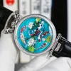 New Bovet 1822 Amadeo Fleurie 3D Koi Fish Lotus 다이얼 스위스 쿼츠 망 여성 유니섹스 시계 강철 다이아몬드 베젤 가죽 Hello_Watch