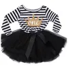 Barnkläder Baby Födelsedag Prinsessan Klänningar Tjejer Krona Tulle Klänningar Striped Sequin Tutu Klänningar Nyfödd Letter Bow Party Dance Dress B5247