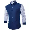 Camicie aderenti da uomo Blu Bianco Celebrity Fashion Business Casual Camicia formale a maniche lunghe Top Plus Size M-2XL