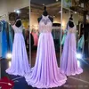 لافندر مثير الرسن A LINE PROM Dresses Chiffon Sweep Sweep Train Train Cheer Made Made Plus Size Evening Barty