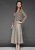 Vintage Gray Mother Of The Bride Dresses With Jacket Scoop Neck Crystal Beading Chiffon Sheer Tea Length Plus Size Evening Wear Prom Gowns