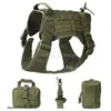 Tactical Military Dog Apparel Vest Harness Set med påse Molle Pet Clothing Jacket Justerbar Stora hundar Patrol Utrustning 1000D Nylon