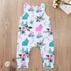 Baby Easter Jumpsuit Rabbit tryckt ärmlös Jumpsuit 0-18m Summer Spädbarn Bodysuits Round Neck Bunny Flower Romper