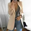 Femmes chaudes à manches longues Vintage Slim Fit formel Long Blazer printemps automne élégant poche solide costume veste manteau vêtements d'extérieur décontractés