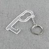 Akryl Nyckelringar Dörröppnare Non-Touch Hiss Knapp Verktyg Bärbara Metal Keyrings Ringar Pendant Key Holder Bil Nyckelringar Tillbehör