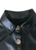 패션 여성 Bodycon PU 가죽상의와 바지 긴팔 티셔츠 턴 다운 칼라 버튼 두 조각 2 개 세트 원피스 의상 StreetwearMX190929