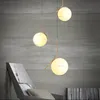 Vit glas boll hängsmycke lampa minimalistisk järn upphängning ljus hotell kontor matsal sovrum modern lyxig guld hängande belysning