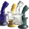 Novo mini bongo de vidro com verde azul amarelo claro 10mm 14mm feminino 3.5 polegada mão bicos de água copo beaker reciclador bongs