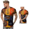 아프리카 인쇄 남성용 티셔츠 여름 캐주얼 O 넥 피트 짧은 소매 셔츠 남성 T 셔츠 패션 컴포트 스트리트웨어 Tshirt 크기 M-3XL