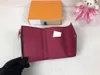 Cartera de diseñador entera de cuero monedero multicolor billetera corta Monedero policromático dama Titular de la tarjeta mini cremallera clásica pock300L