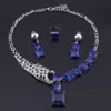 Ensemble de bijoux de perles africaines de mariage pour femmes mode argent plaqué Dubai strass collier boucles d'oreilles ensemble d'anneaux