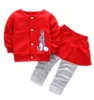 New Girl Clothes Suit Autumn Baby Coat Pants Set Spring Kids Cute Bunny Jacket Children Outwear Clothing