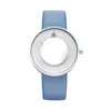 Shengke Quartz horloge voor dames roze blauw horlogeband roze blauw horlogeband 001 Hoge kwaliteit lederen band roze blauwe horlogeband