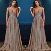 Glitter Sexy Lovertjes Deep V-hals Een lijn prom dresses spaghetti riemen backless vloer lengte een lijnavond gegroeid formele jurken vestidos