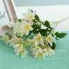 5 pz / lotto Bouquet di fiori artificiali 18 teste di fiori di seta di giglio per la decorazione domestica esposizione di nozze giglio falso bouquet decor ramo di fiori