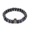 Crwon Magnetic Hematite Bracelet Strand Ancient Silver Queen Crown Bracelets Black Beads for Men Women Fashion Jewelry