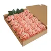 20pcs Dostępne łuk kwiatowy bukiet sztuczna głowica róża z łodygami jedwabny Fake Flower Pe Pianka Rose Wedding Car Dekoracje ślubne Dom