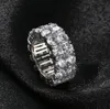 Hip Hop Iced Out Ring Micro Pave CZ Stone Tennis Ring Hommes Femmes Charme Bijoux De Luxe Cristal Zircon Diamant Or Argent Plaqué Wed3644377