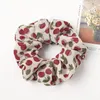 فرق لطيف الشيفون Scrunchies المرأة Scrunchy مطاطا الشعر بنات اكسسوارات للشعر لطيف الكرز طباعة ذيل حصان حامل المطاط العلاقات الشعر