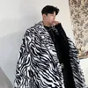 Casaco com estampa de zebra engrossado por atacado Masculino Moda Quente Parka Masculino de Algodão Casaco Longo Masculino Streetwear Selvagem Jaqueta Solta Roupas Masculinas